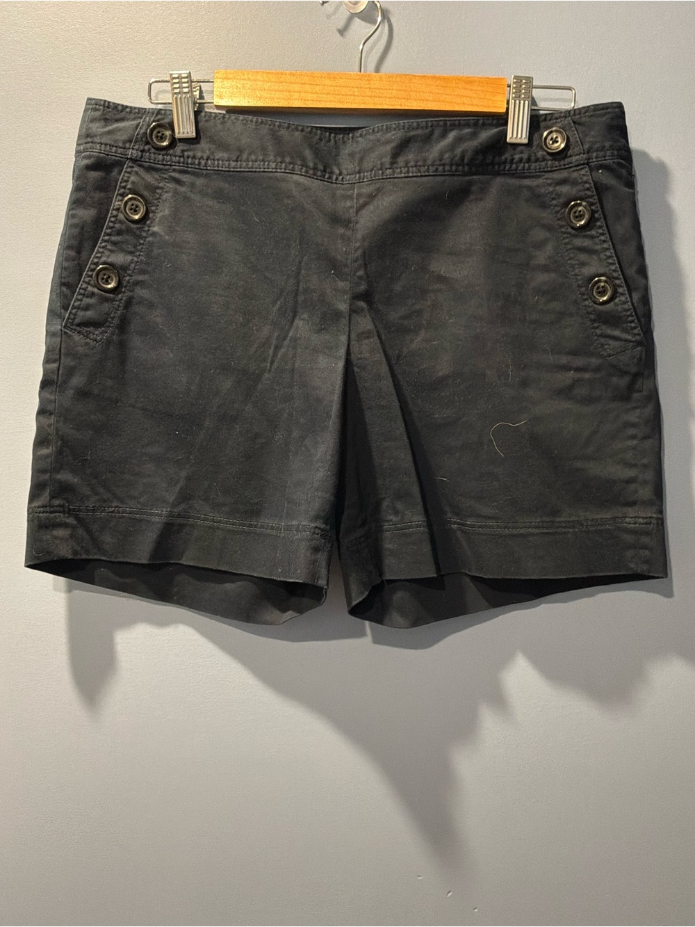 Ann Taylor Black Button-Detail Shorts
